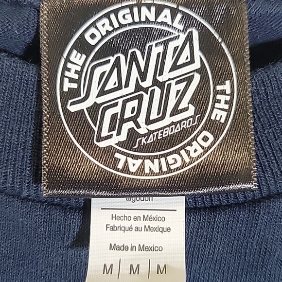 Santa Cruz Shirt Adult Medium Blue Checkerboard Logo Short Sleeve Crew Neck - Picture 5 of 7